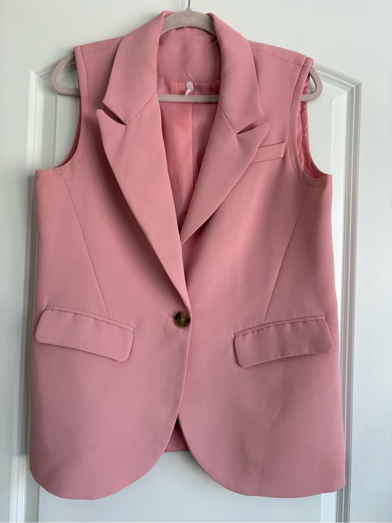 Jackets & Blazers - Sleeveless Notched Lapel Blazer Vest - Pink